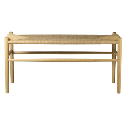 J163 Bench by FDB Mobler - Base: Lacquered Oak / Seat: Nature Paper Cord