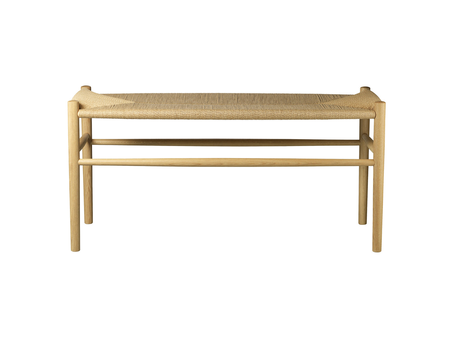 J163 Bench by FDB Mobler - Base: Lacquered Oak / Seat: Nature Paper Cord