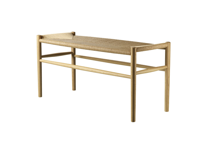 J163 Bench by FDB Mobler - Base: Lacquered Oak / Seat: Nature Paper Cord