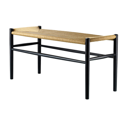 J163 Bench by FDB Mobler - Base: Black Painted Beech / Seat: Nature Paper Cord