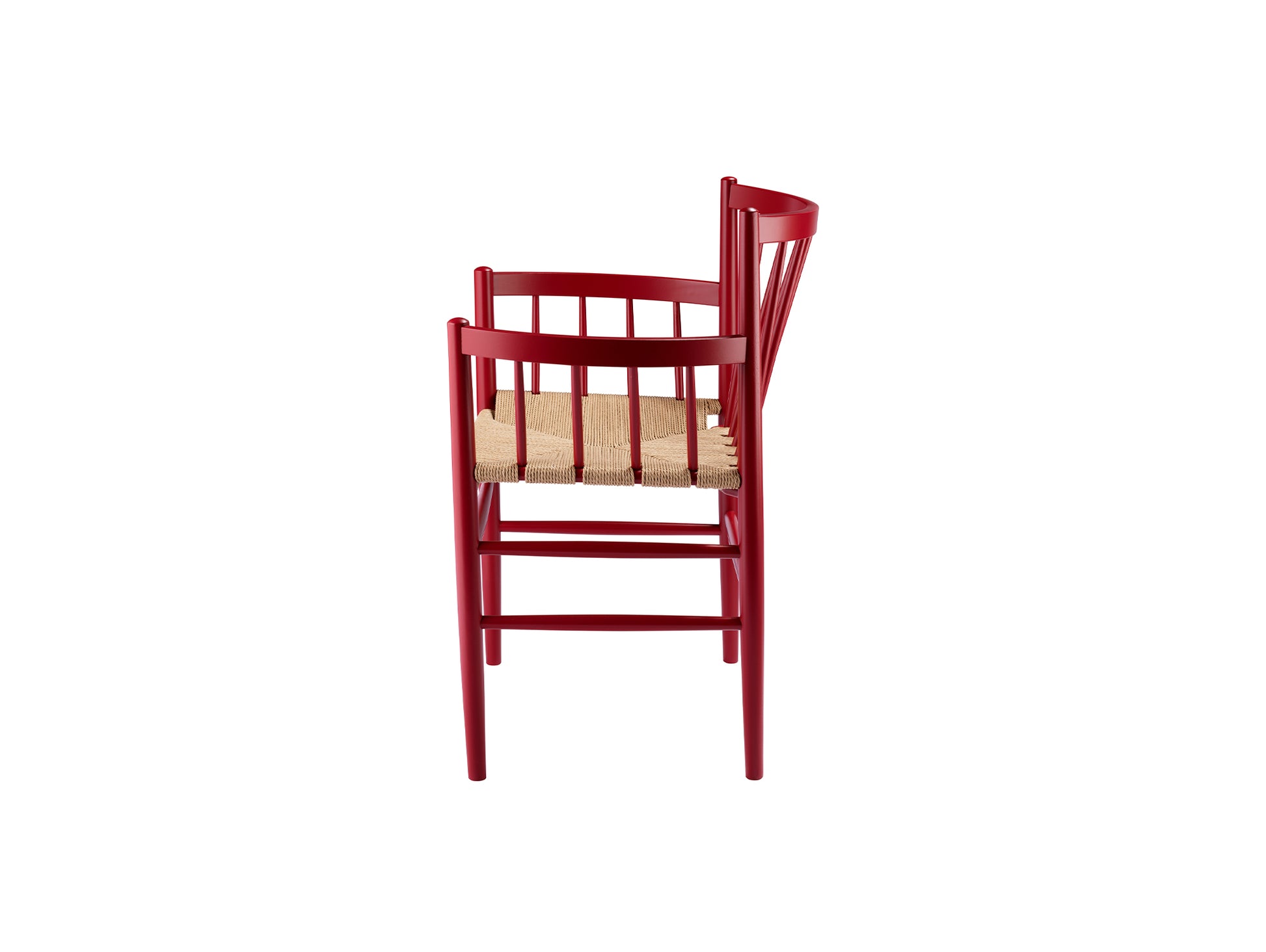 J81 Chair by FDB Mobler - Ruby Red Painted Beech