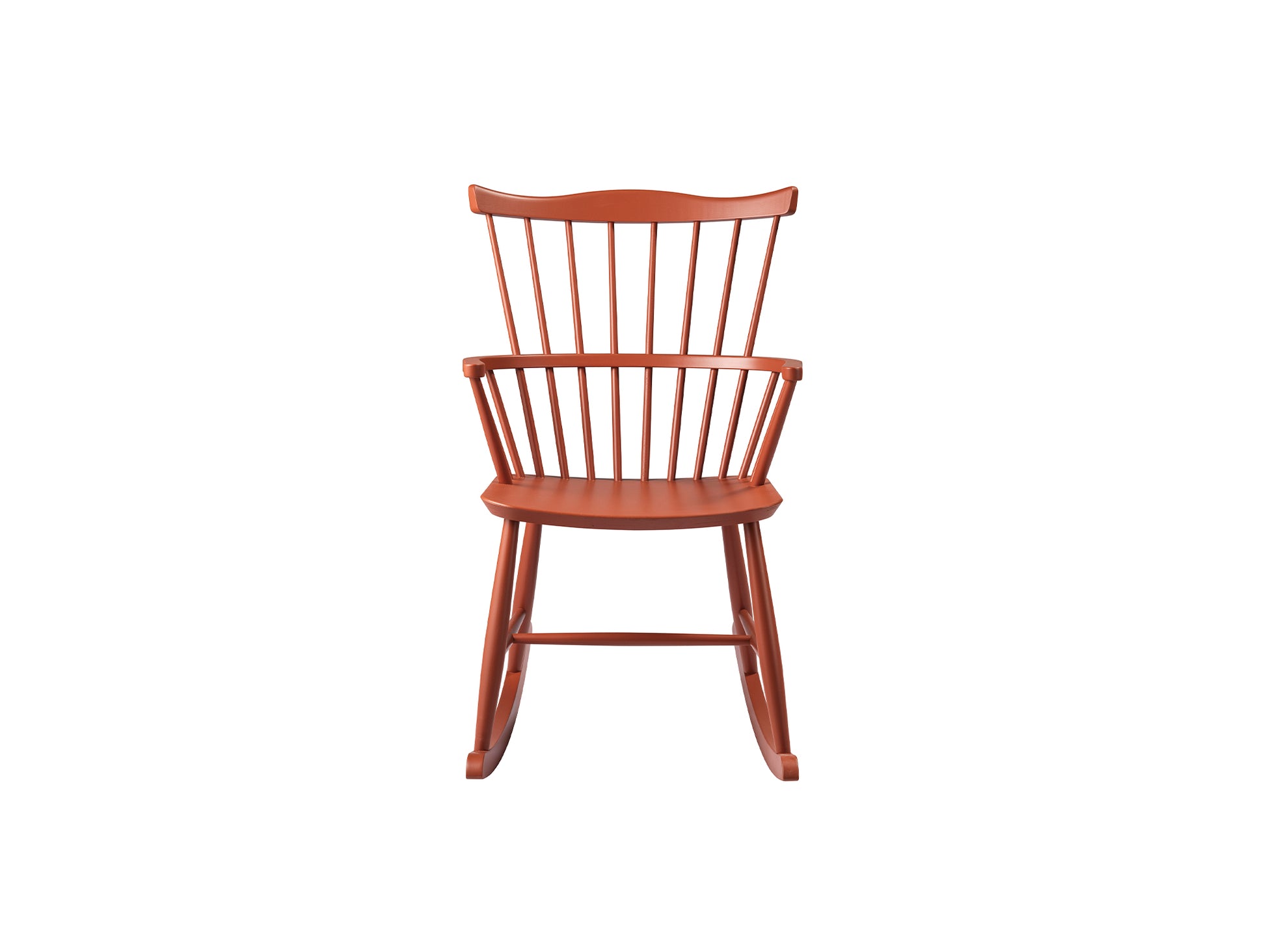 J52G Rocking Chair by FDB Mobler - Brick Red Painted Beech