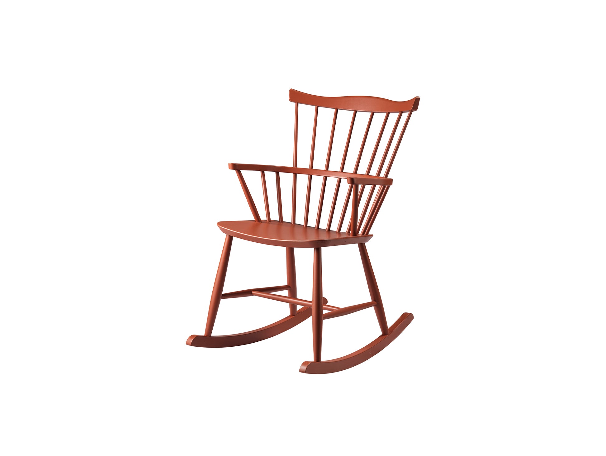 J52G Rocking Chair by FDB Mobler - Brick Red Painted Beech