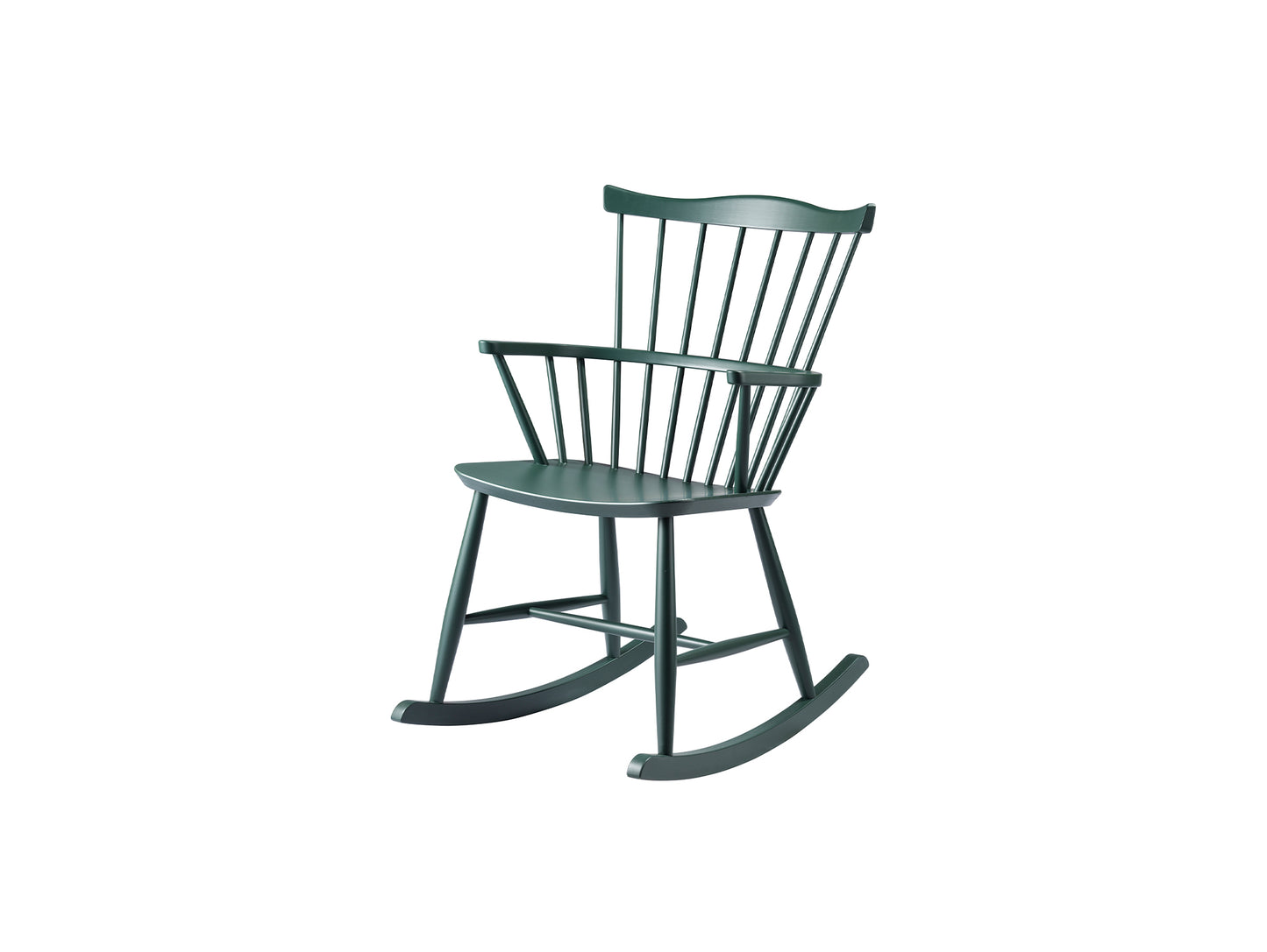 J52G Rocking Chair by FDB Mobler - Black Green Painted Beech