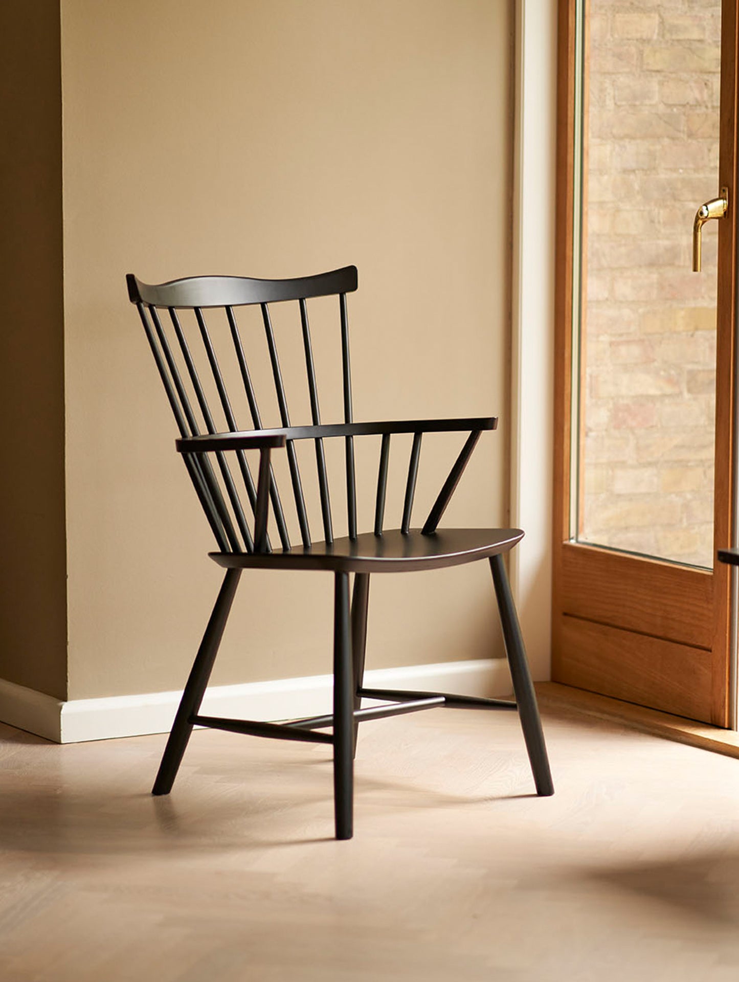 J52B Chair by FDB Mobler - Black Painted Beech