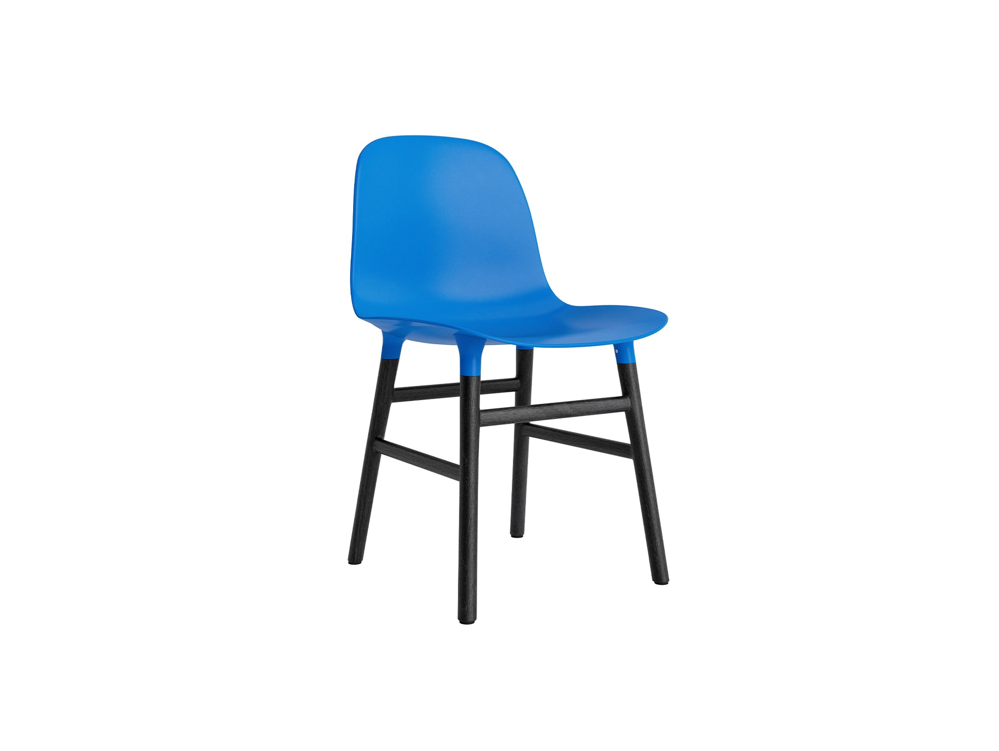 Form Chair Wood by Normann Copenhagen - Black Lacquered Oak Base / Bright Blue