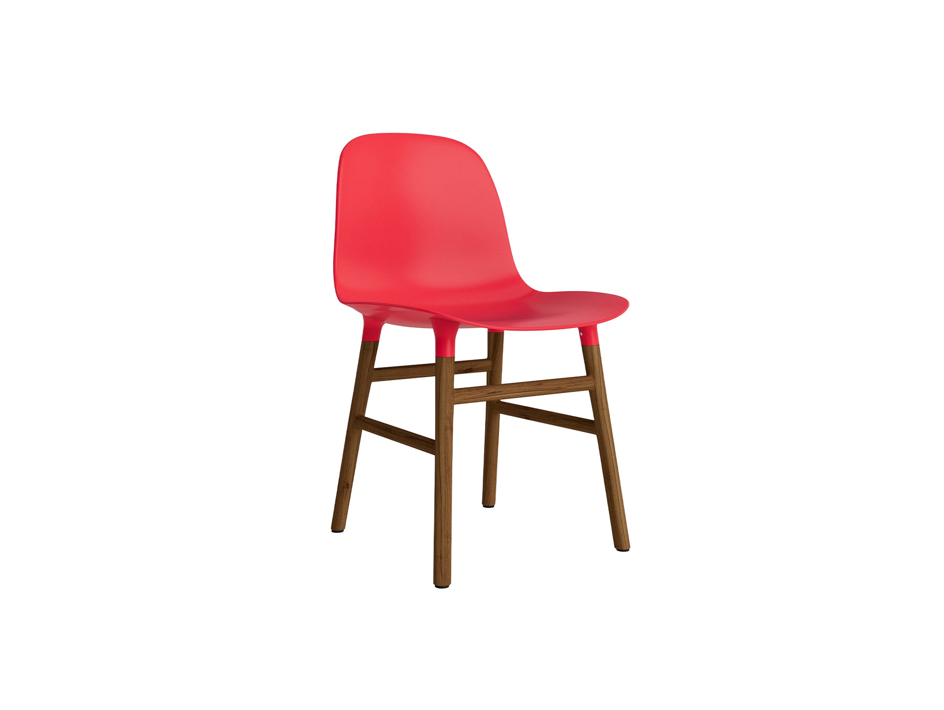 Form Chair Wood by Normann Copenhagen - Lacquered Walnut Base / Bright Red
