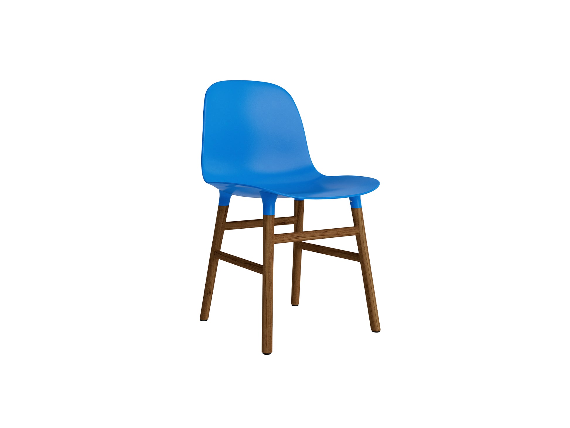 Form Chair Wood by Normann Copenhagen - Lacquered Walnut Base / Bright Blue