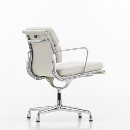 Soft Pad Conference Chair EA 208 by Vitra - Polished Aluminium / Seat: Snow Premium F Leather / Back: Plano White (L50)