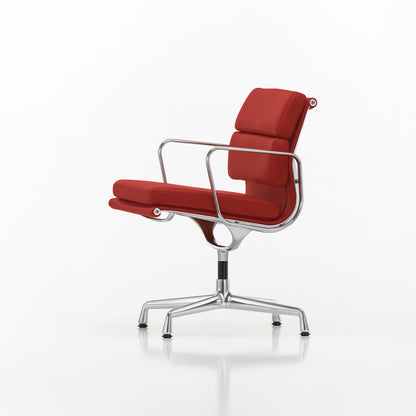 Soft Pad Conference Chair EA 208 by Vitra - Polished Aluminium / Seat: Red Stone Premium F Leather / Back: Plano Red Cognac (L50)