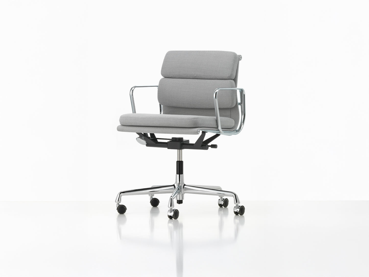 Soft Pad Work Chair EA 217 by Vitra - Chromed Aluminium / Track Mid Grey / Cream (F120)