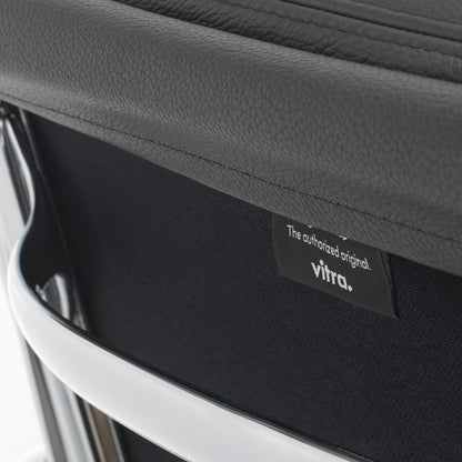 Soft Pad Work Chair EA 217 by Vitra - Chromed Aluminium / Seat: Nero Leather / Back: Plano Nero (L20)
