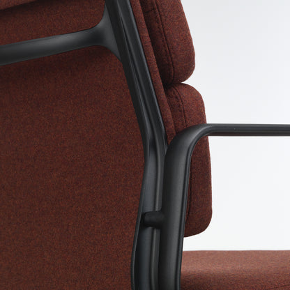 Soft Pad Work Chair EA 217 by Vitra - Deep Black Powder-Coated Aluminium / Cosy 2 Chestnut (F80)