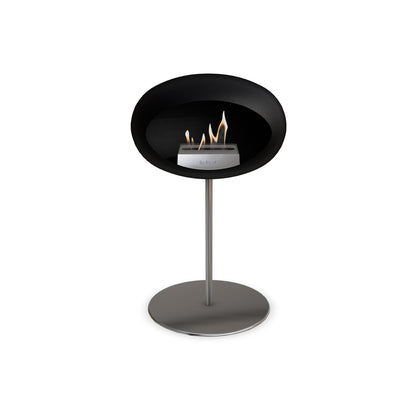 Steel Low Fireplace by Le Feu - Black Dome/ Polished Steel Pole 25 mm / Polished Steel Plate