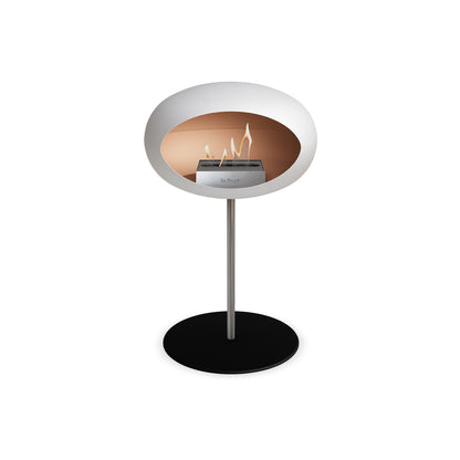 Steel Low Fireplace by Le Feu - White Dome/ Polished Steel Pole 25 mm / Black Plate
