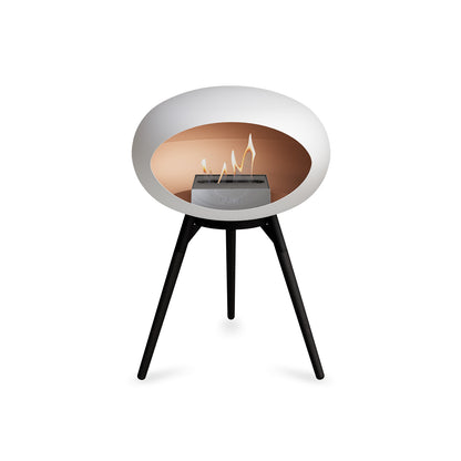 Ground Low Fireplace by Le Feu - White Dome / Black Bowl / Black Oak Base