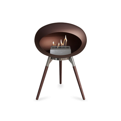 Ground Low Fireplace by Le Feu - Mocca Dome / Polished Steel Bowl / Smoked Oak Base