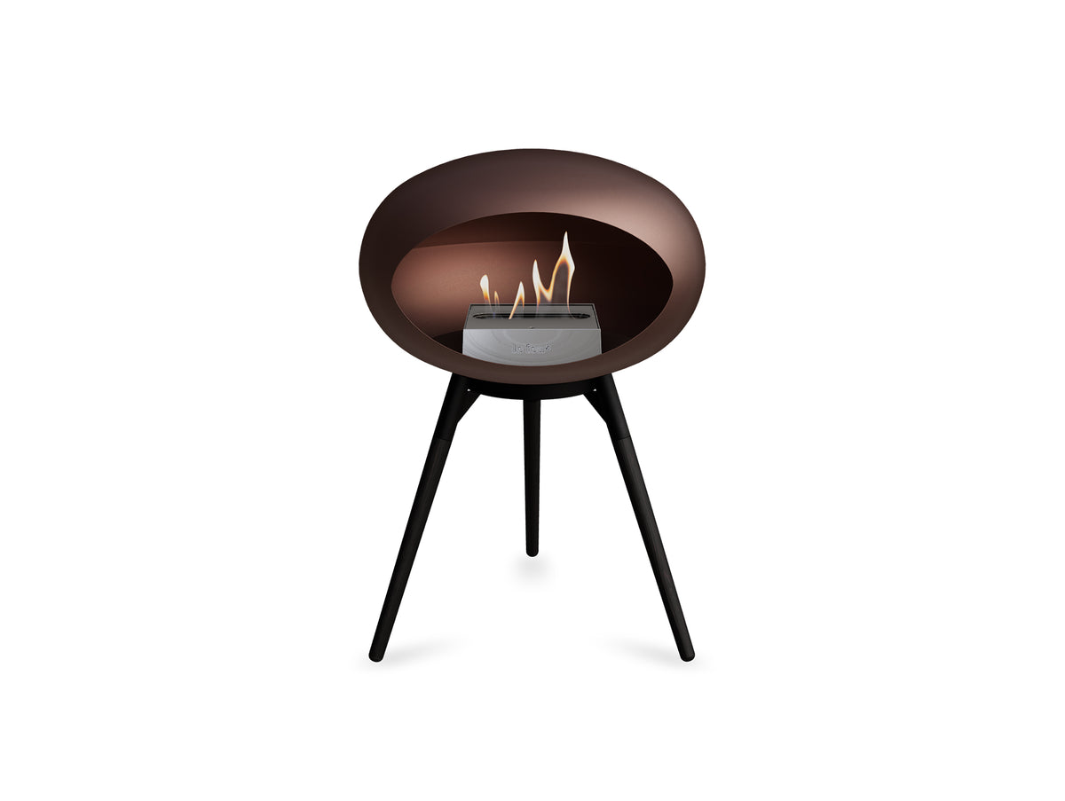 Ground Low Fireplace by Le Feu - Mocca Dome / Black Bowl / Black Oak Base