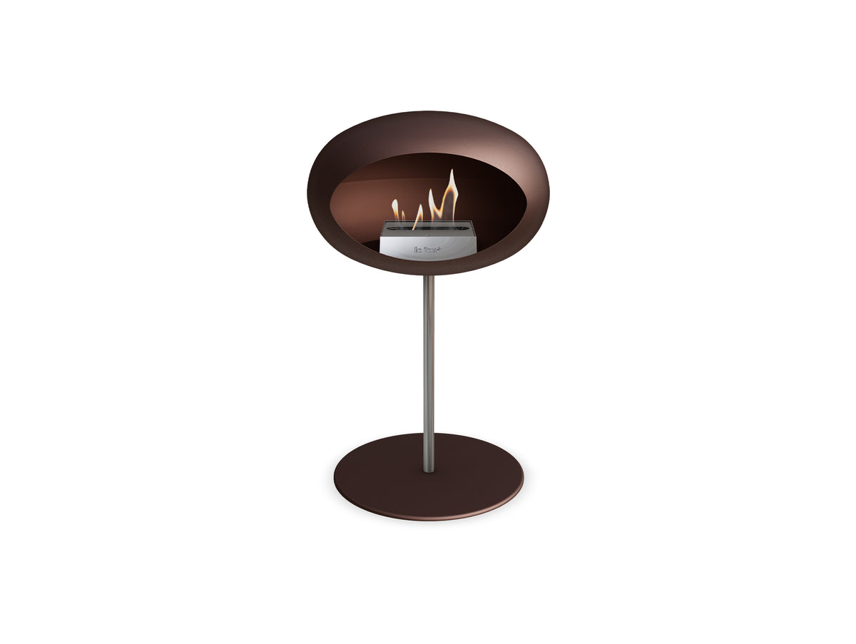 Steel Low Fireplace by Le Feu - Mocca Dome/ Polished Steel 25 mm / Mocca Plate