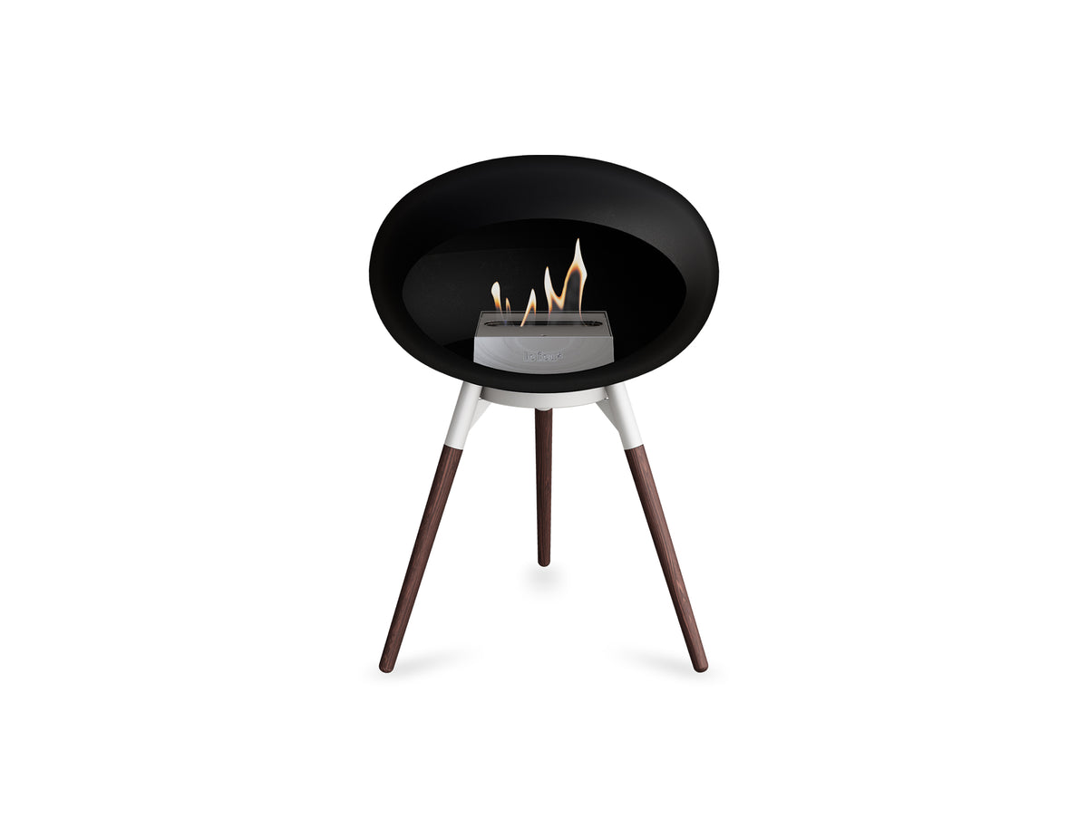Ground Low Fireplace by Le Feu - Black Dome / White Bowl / Smoked Oak Base