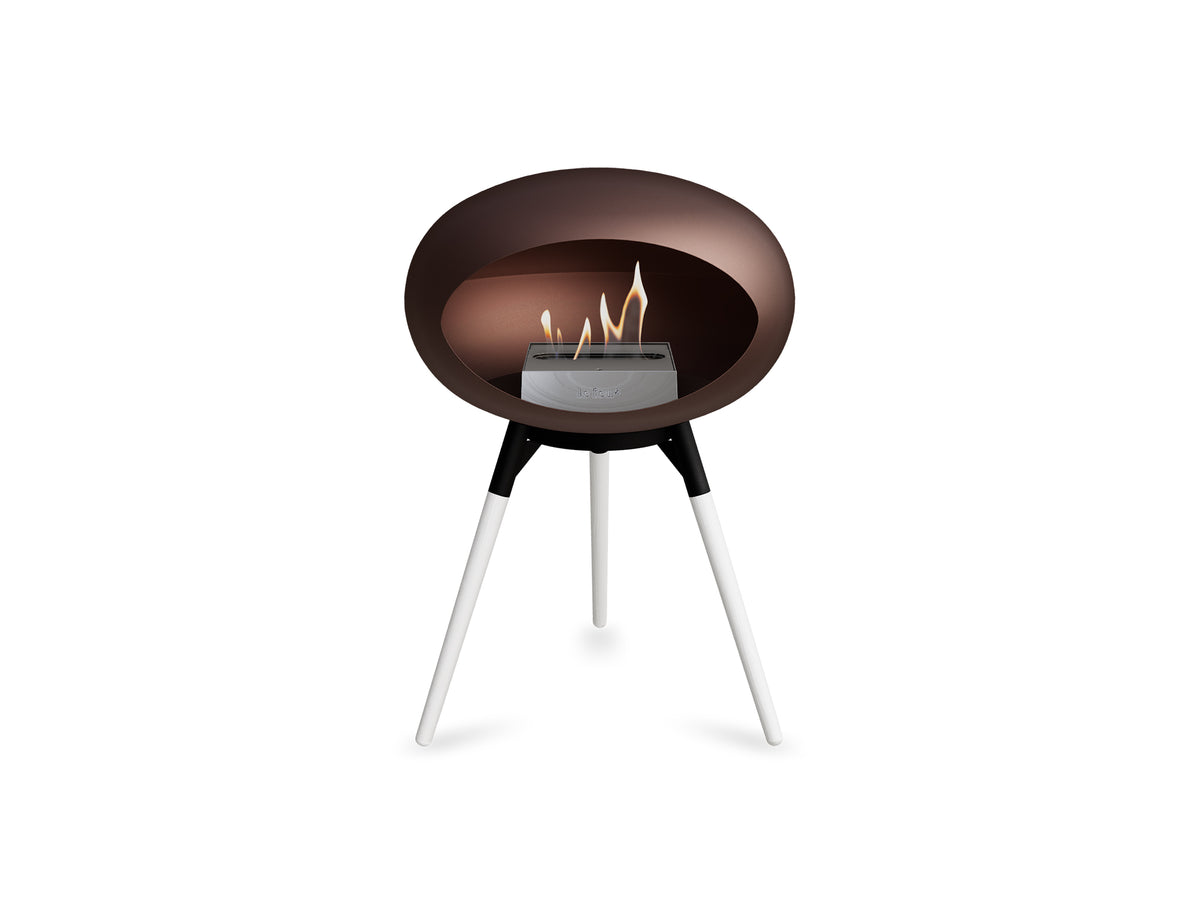 Ground Low Fireplace by Le Feu - Mocca Dome / Black Bowl / White Oak Base