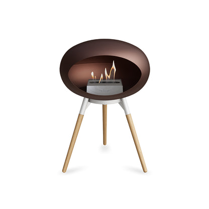 Ground Low Fireplace by Le Feu - Mocca Dome / White Bowl / Soaped Oak Base