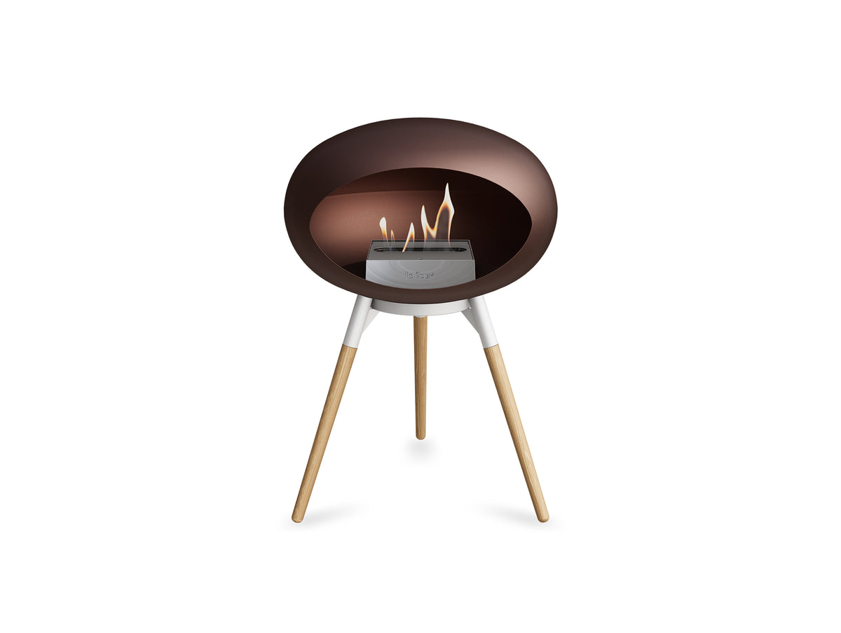Ground Low Fireplace by Le Feu - Mocca Dome / White Bowl / Soaped Oak Base