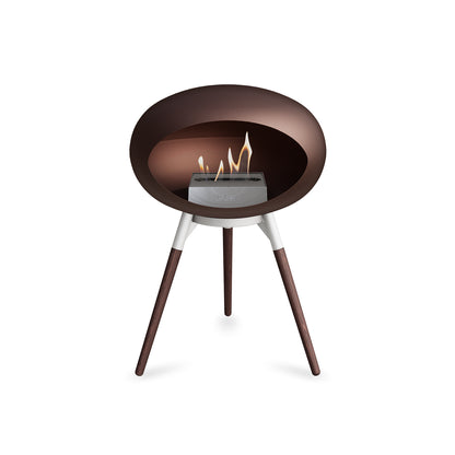 Ground Low Fireplace by Le Feu - Mocca Dome / White Bowl / Smoked Oak Base