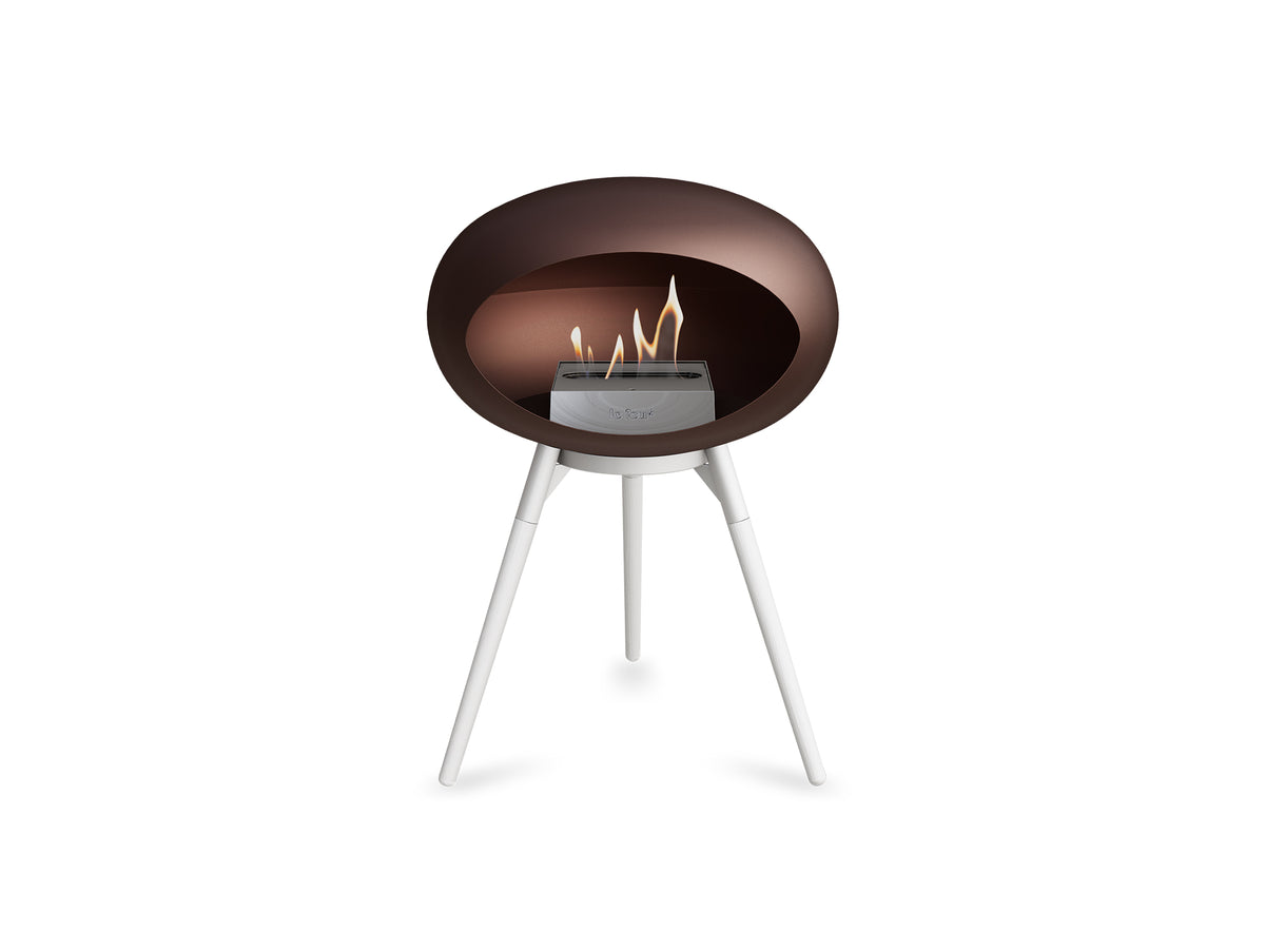 Ground Low Fireplace by Le Feu - Mocca Dome / White Bowl / White Oak Base