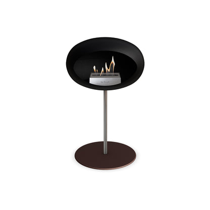 Steel Low Fireplace by Le Feu - Black Dome/ Polished Steel Pole 25 mm / Mocca Plate