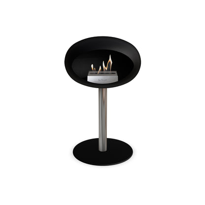 Steel Low Fireplace by Le Feu - Black Dome/ Polished Steel Pole 60 mm / Black Plate
