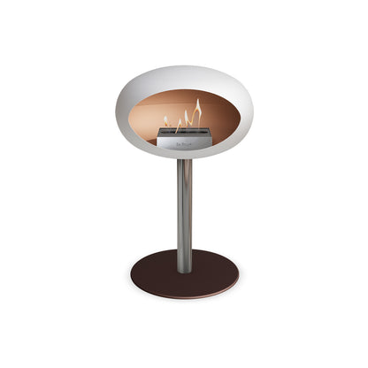 Steel Low Fireplace by Le Feu - White Dome/ Polished Steel Pole 60 mm / Mocca Plate