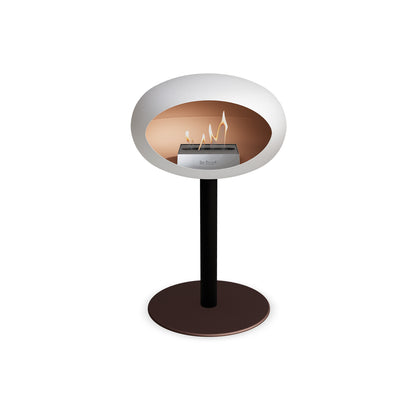 Steel Low Fireplace by Le Feu - White Dome/ Black Pole 60 mm / Mocca Plate
