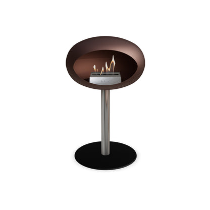Steel Low Fireplace by Le Feu - Mocca Dome/ Polished Steel Pole 60 mm / Black Plate