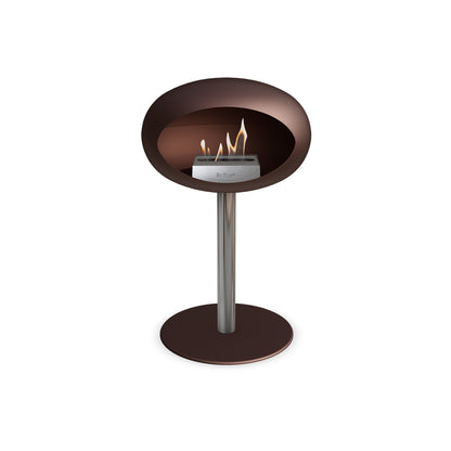 Steel Low Fireplace by Le Feu - Mocca Dome/ Polished Steel Pole 60 mm / Mocca Plate