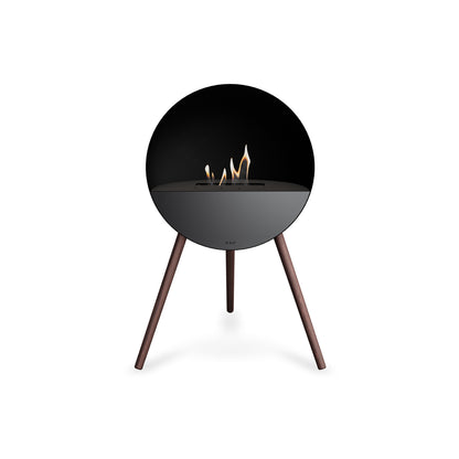 Le Feu Eye Fireplace with Black Body, Black Top, Black Front and Smoked Oak Base