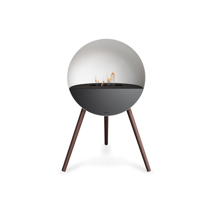 Le Feu Eye Fireplace with White Body, Black Top, Black Front and Smoked Oak Base