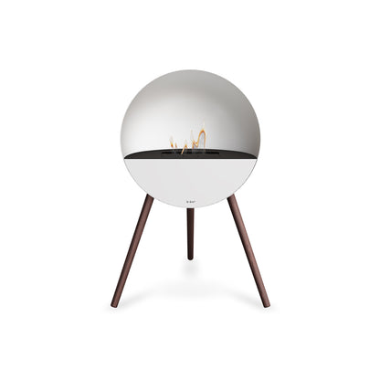 Le Feu Eye Fireplace with White Body, Black Top, White Front and Smoked Oak Base