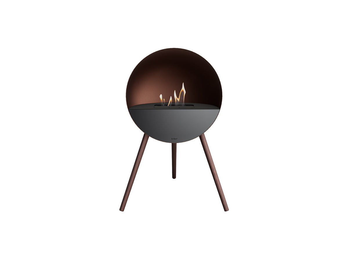 Le Feu Eye Fireplace with Mocca Body, Black Top, Black Front and Smoked Oak Base