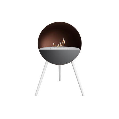 Le Feu Eye Fireplace with Mocca Body, White Top, Black Front and White Oak Base