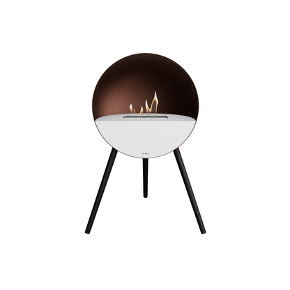 Le Feu Eye Fireplace with Mocca Body, White Top, White Front and Black Oak Base
