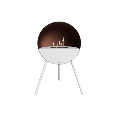 Le Feu Eye Fireplace with Mocca Body, White Top, White Front and White Oak Base