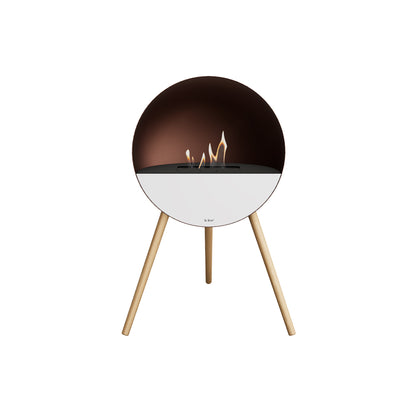 Le Feu Eye Fireplace with Mocca Body, Black Top, White Front and Soaped Oak Base