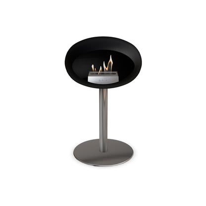 Steel Low Fireplace by Le Feu - Black Dome/ Polished Steel Pole 60 mm / Polished Steel Plate
