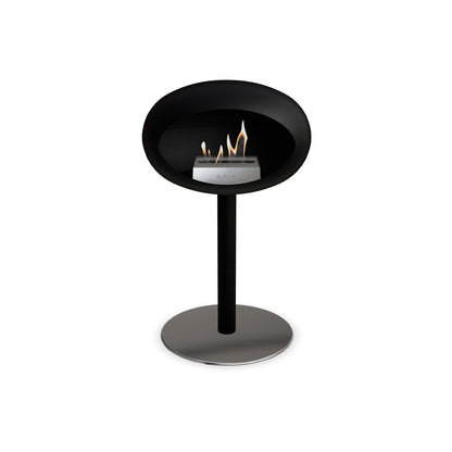 Steel Low Fireplace by Le Feu - Black Dome/ Black Pole 60 mm / Polished Steel Plate