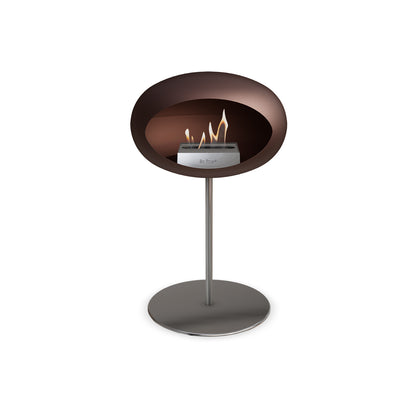Steel Low Fireplace by Le Feu - Mocca Dome/ Polished Steel 25 mm / Polished Steel Plate