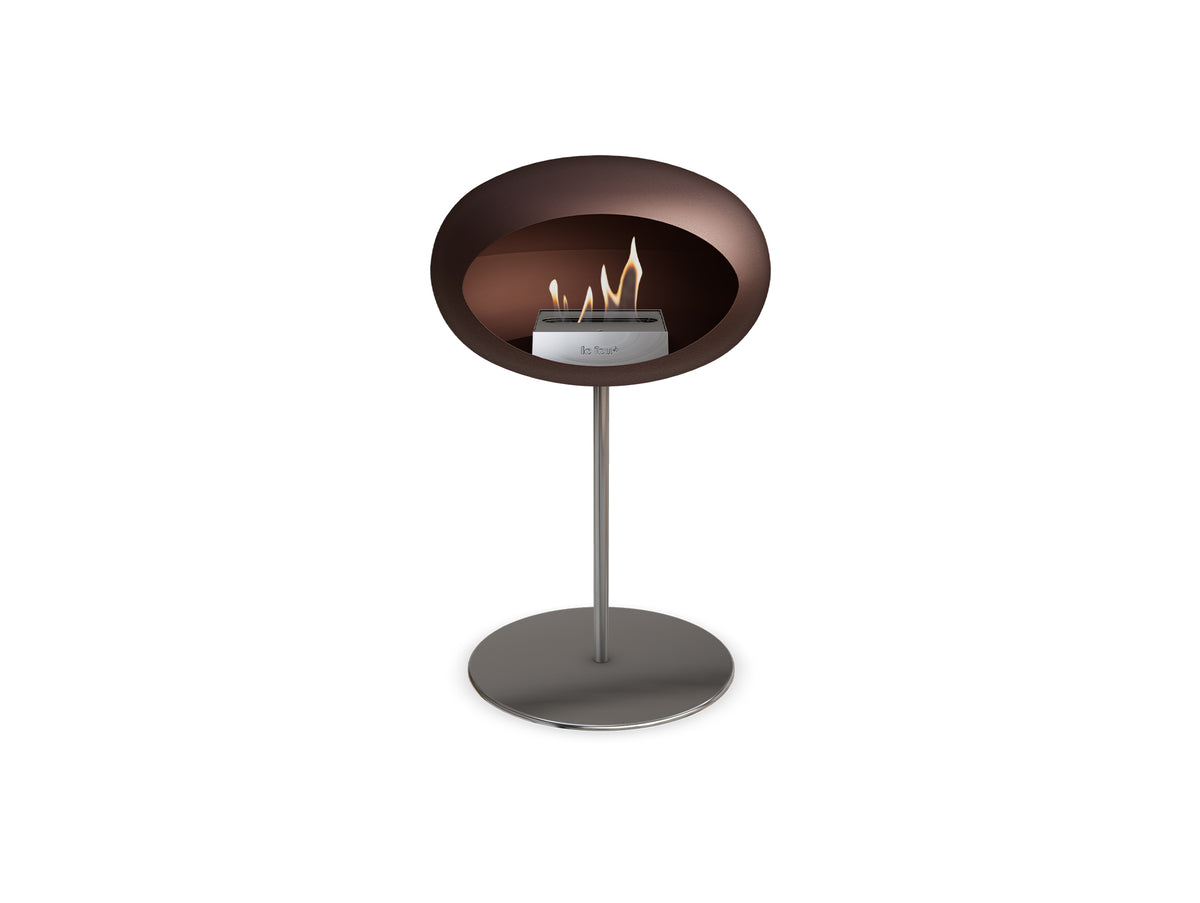 Steel Low Fireplace by Le Feu - Mocca Dome/ Polished Steel 25 mm / Polished Steel Plate