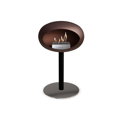 Steel Low Fireplace by Le Feu - Mocca Dome/ Black Pole 60 mm / Polished Steel Plate