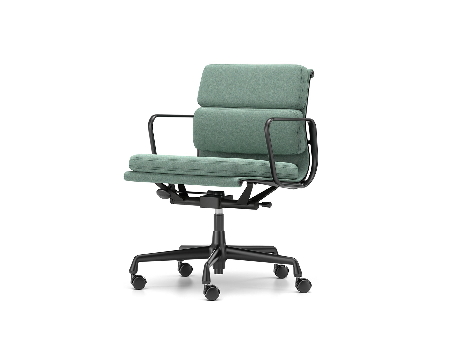 Soft Pad Work Chair EA 217 by Vitra - Black Aluminium / Cosy 2 Reed Green