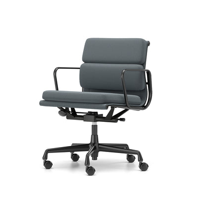 Soft Pad Work Chair EA 217 by Vitra - Black Aluminium / Laser RE Ice Blue Moor Brown